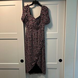 Charles Henry Black and Pink Floral Dress